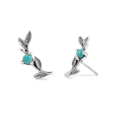 Boma Nature Leaf Stud Earrings - Turquoise