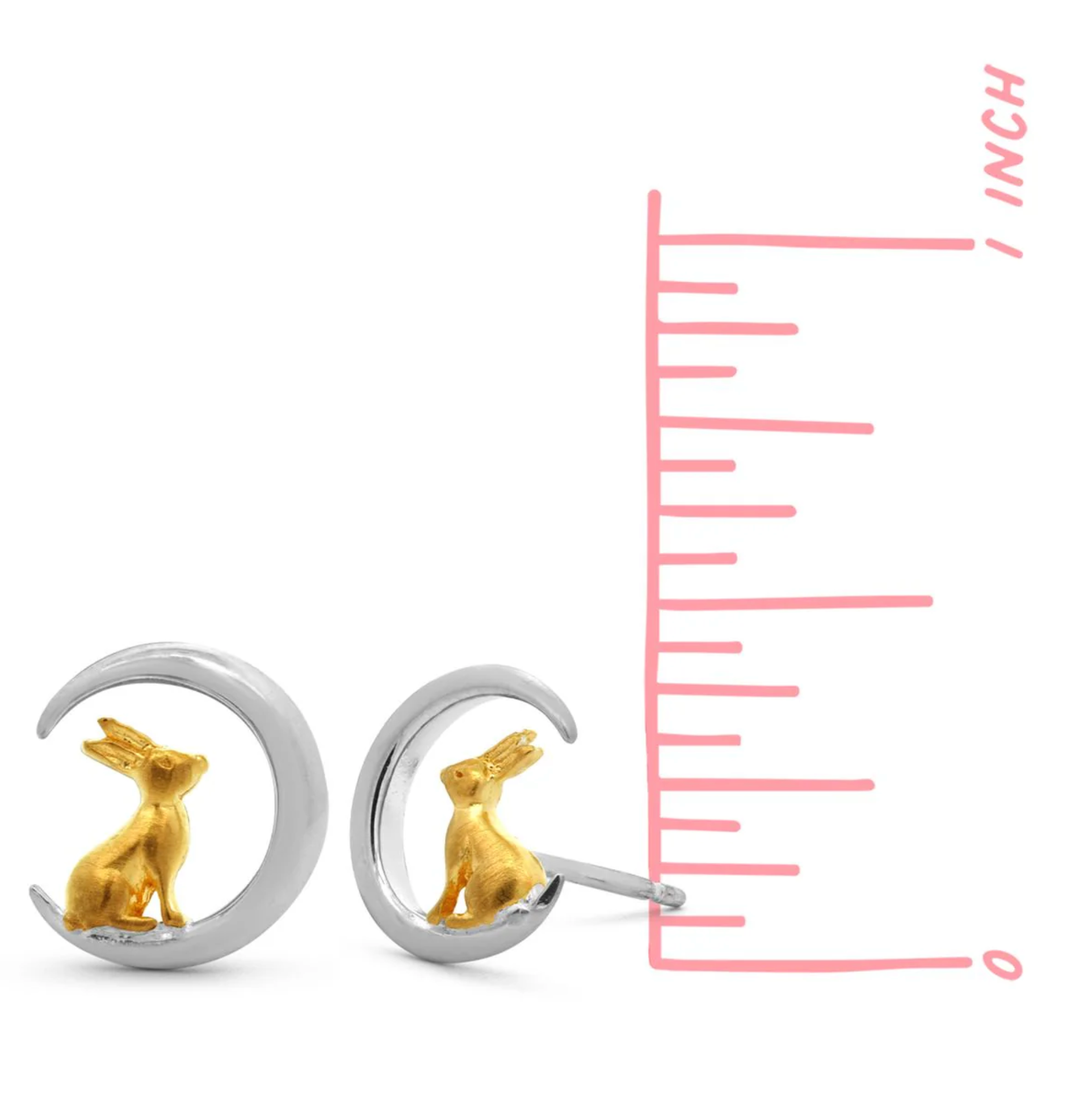 Boma Golden Rabbit on Silver Moon Post Earrings