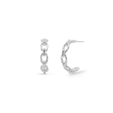 Boma Sterling Silver Organic Chain Hoop Earrings