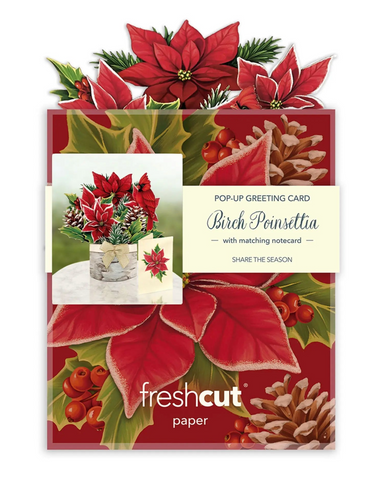 Birch Poinsettia Mini Pop Up Greeting Card
