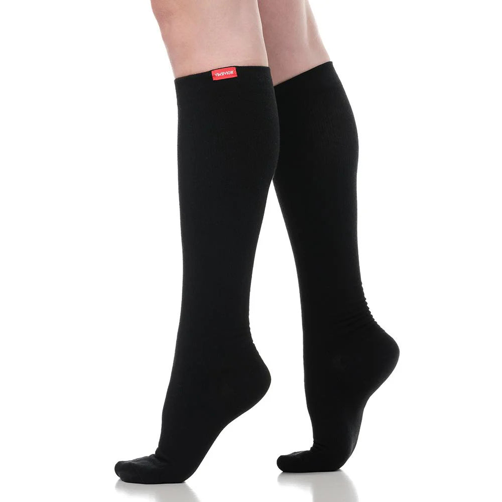 VIM & VIGR Solid Black Cotton Compression Socks - 15-20 mmHg