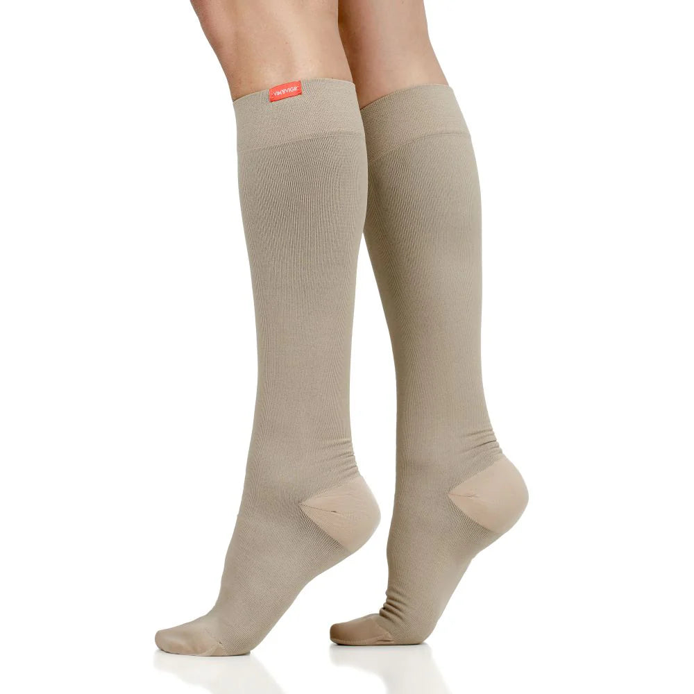VIM & VIGR Cashew Solid Moisture-Wick Nylon Compression Socks - 15-20 mmHg