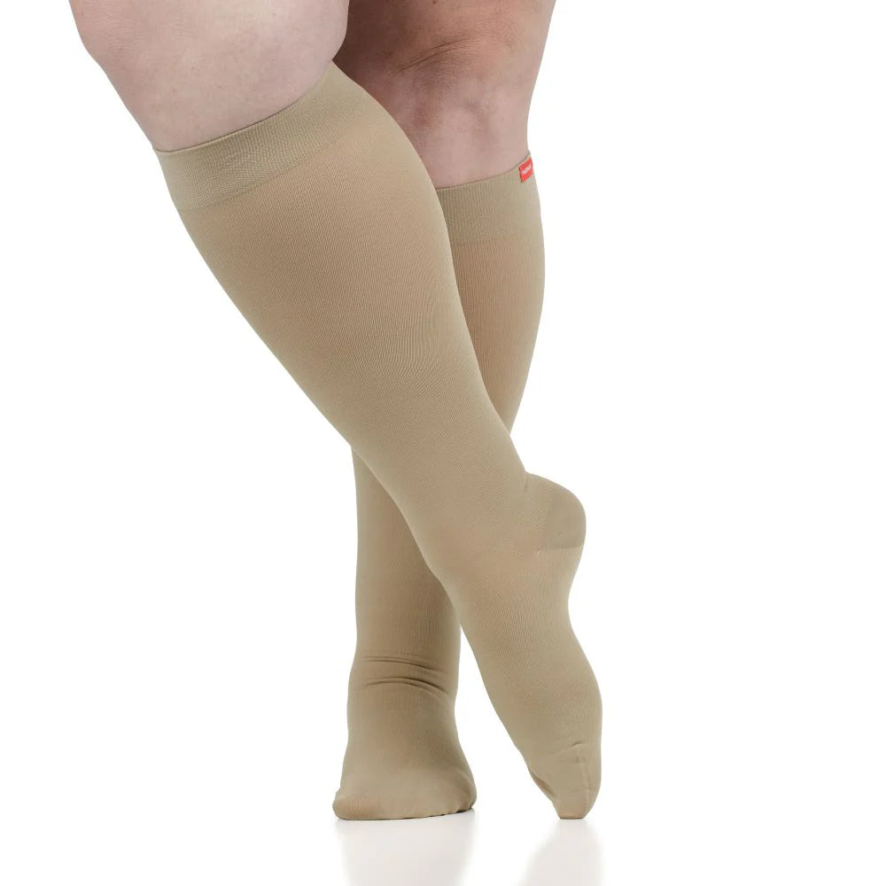 VIM & VIGR Cashew Solid Moisture-Wick Nylon Compression Socks - 15-20 mmHg