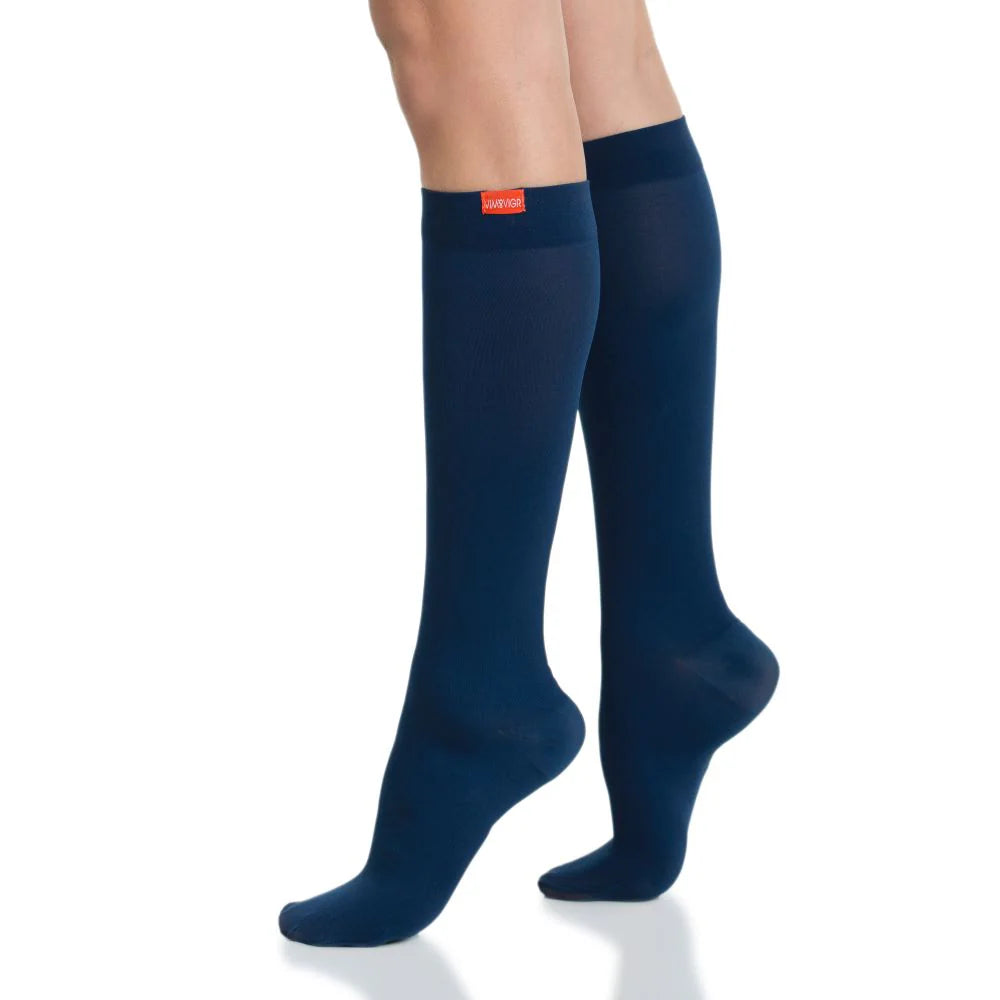 VIM & VIGR Navy Solid Moisture-Wick Nylon Compression Socks - 15-20 mmHg