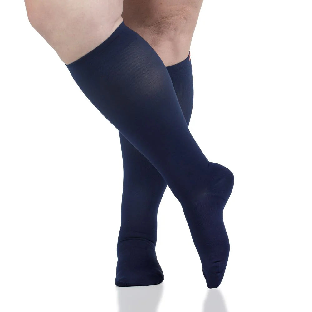 VIM & VIGR Navy Solid Moisture-Wick Nylon Compression Socks - 15-20 mmHg