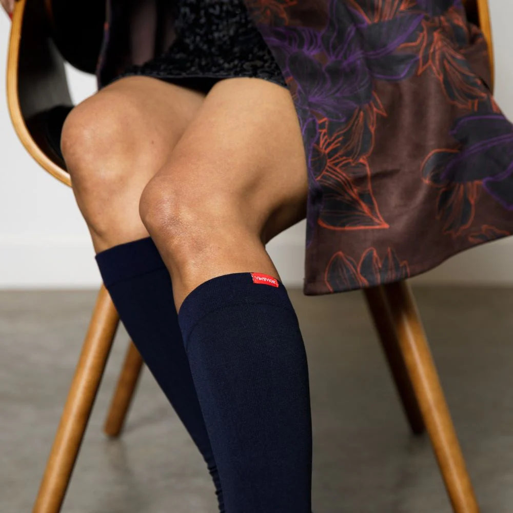 VIM & VIGR Navy Solid Moisture-Wick Nylon Compression Socks - 15-20 mmHg