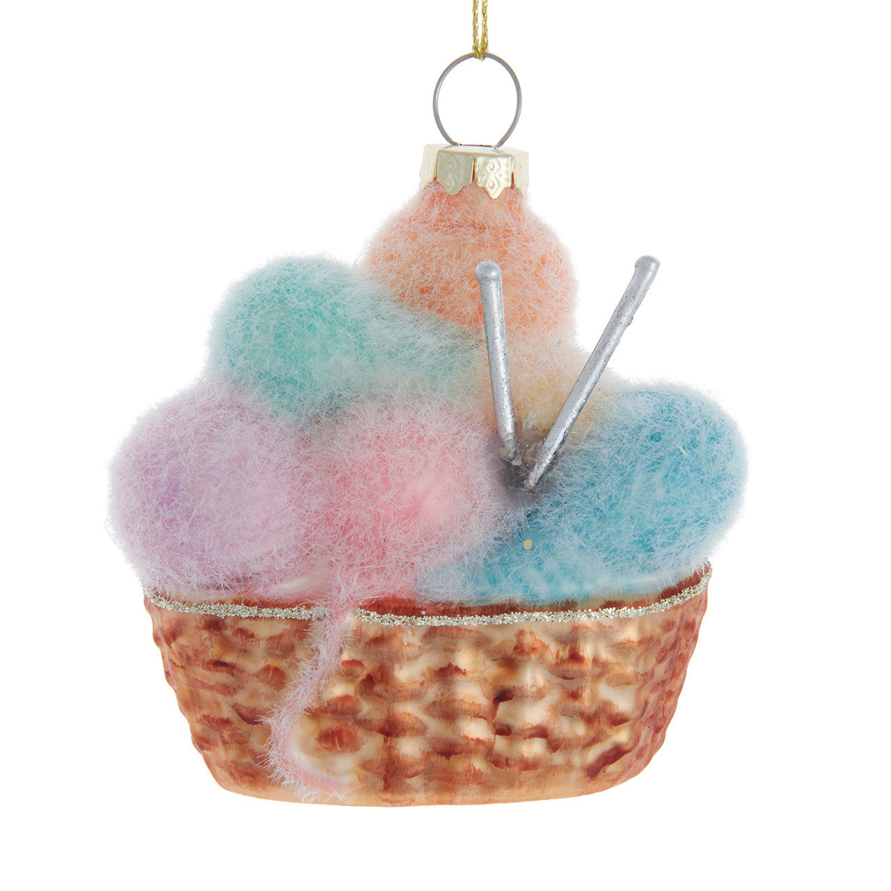KA Glass Basket Of Yarn Ornament