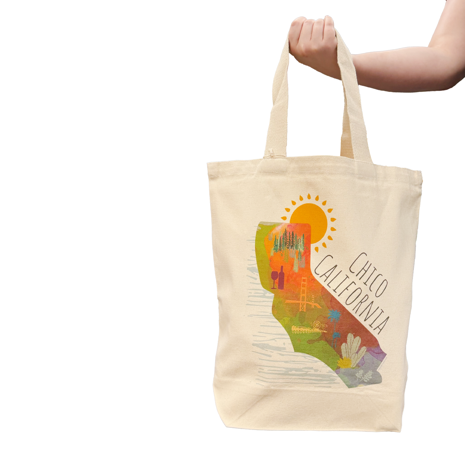 Chico, California State Icons Tote Bag