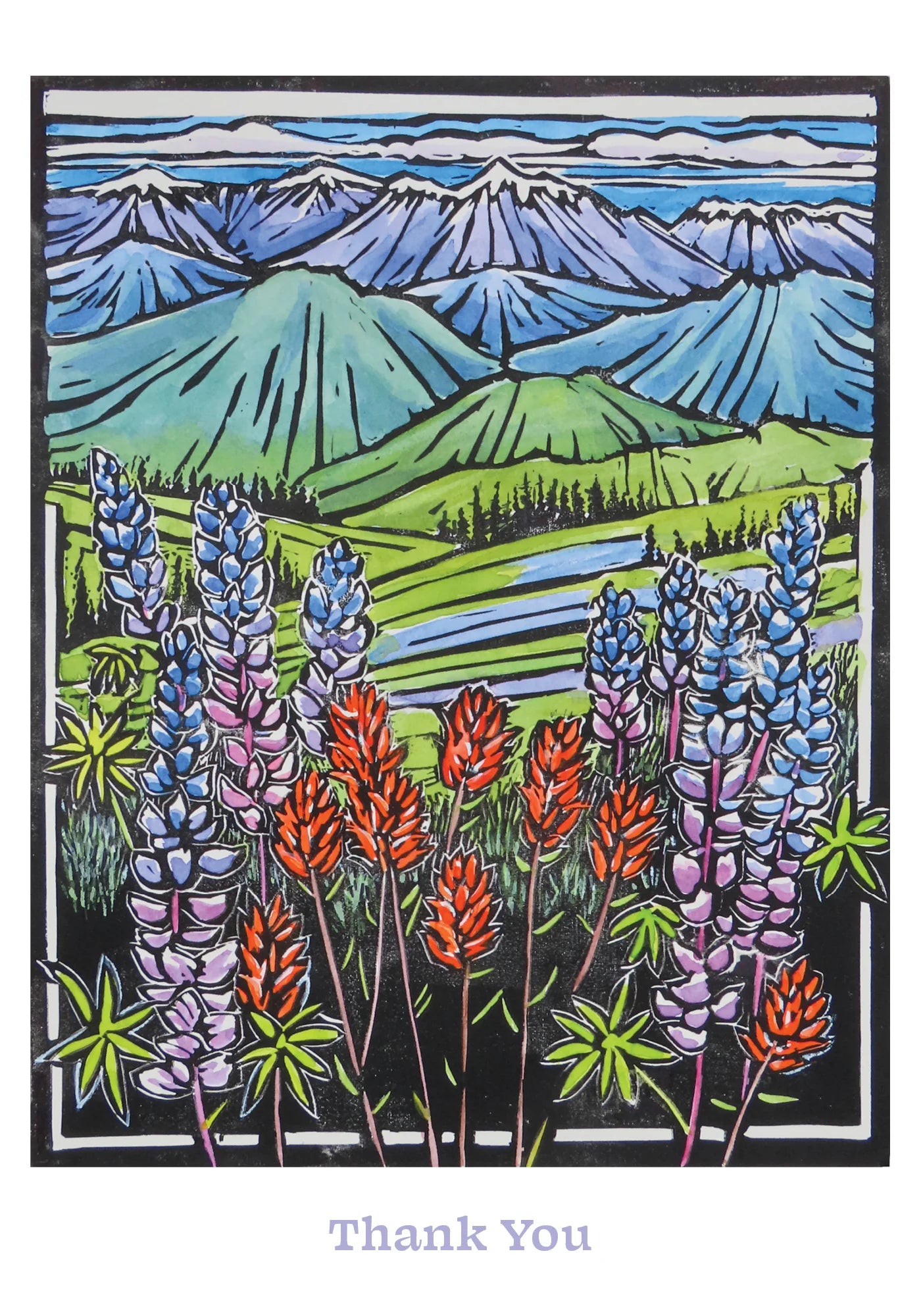 Molly Hashimoto: Paintbrush and Lupine Boxed Thank You Notes