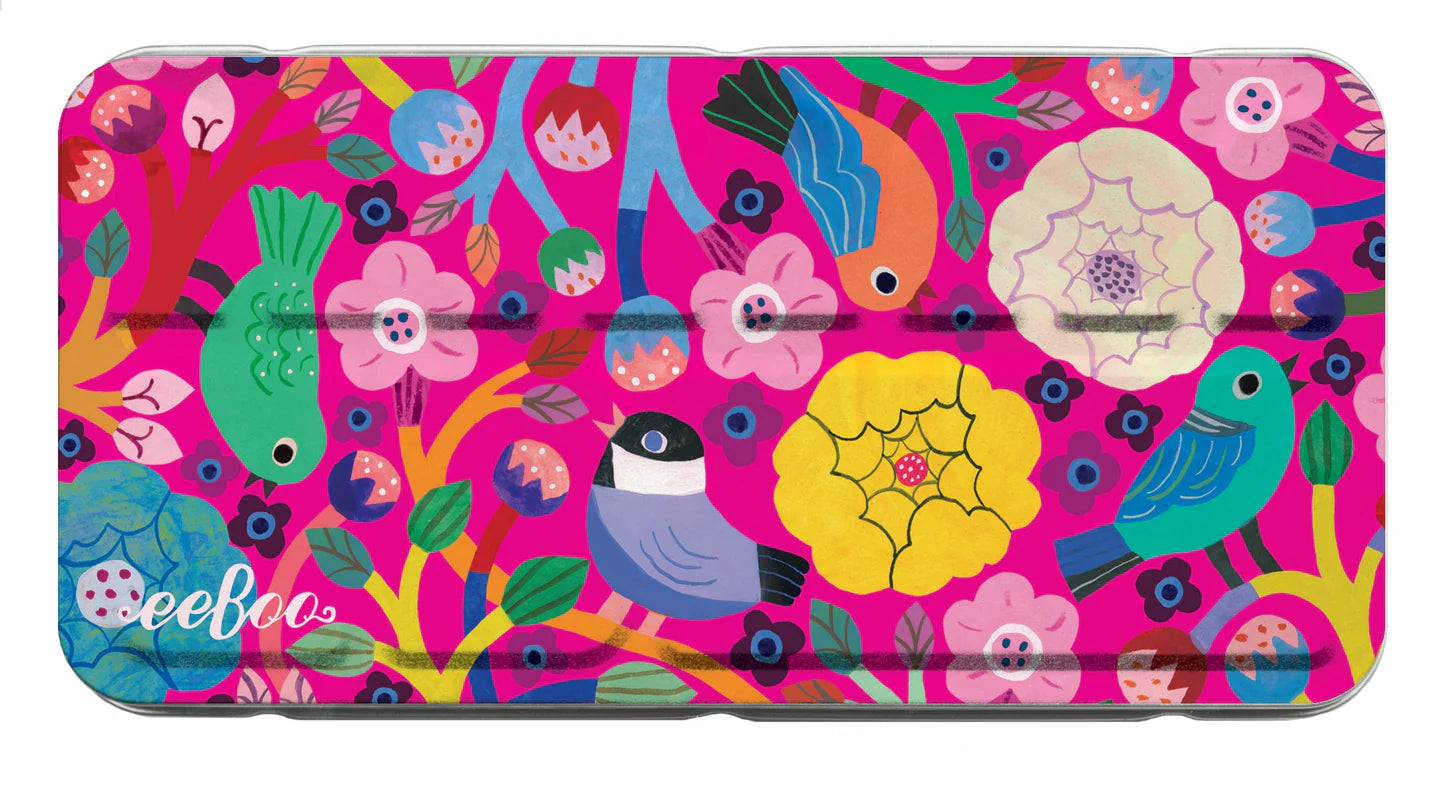 eeBoo Birds In Fuchsia 12 Watercolors