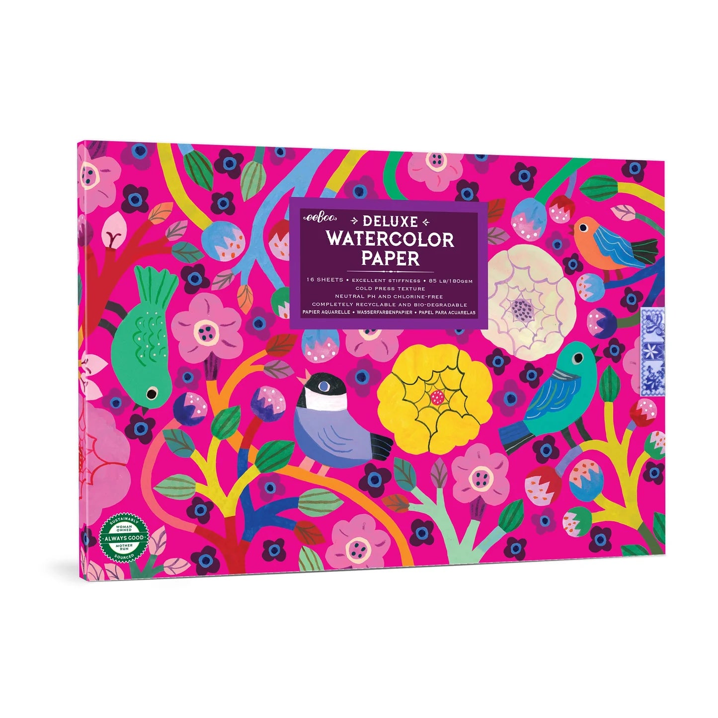 eeBoo Birds In Fuchsia Watercolor Paper