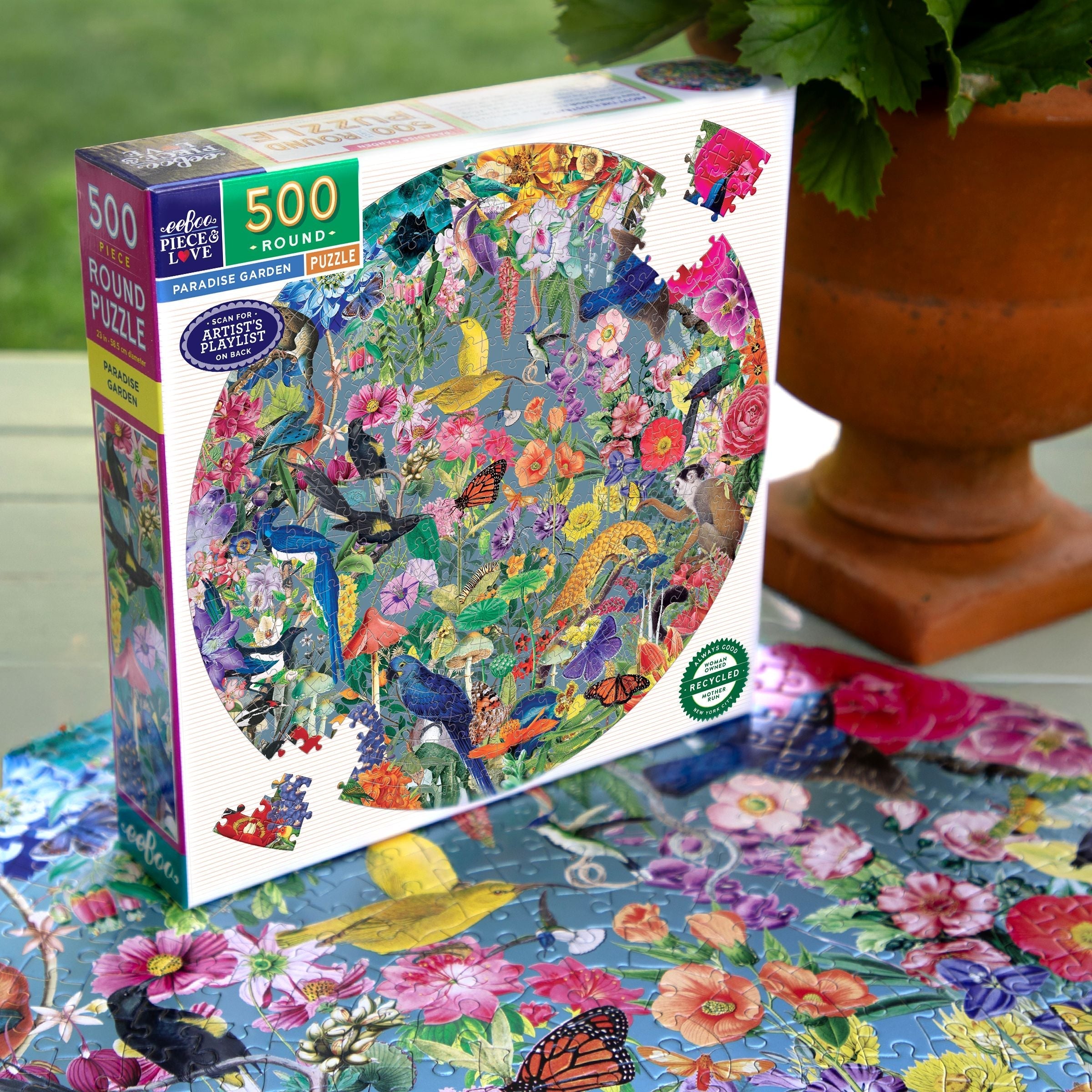 eeBoo Paradise Garden 500 Piece Round Puzzle