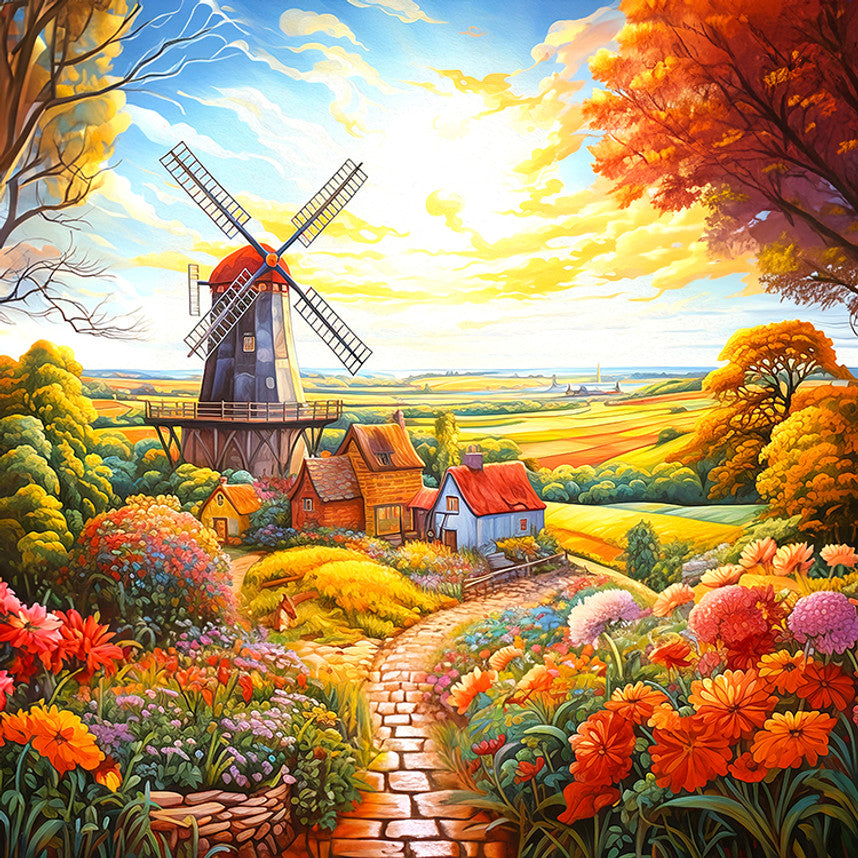 Windmill on The Farm 500 Piece Puzzle