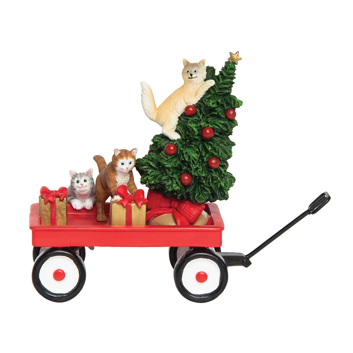 Holiday Kitten Wagon Figurine
