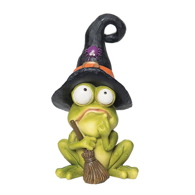 Frog With Witch Hat Figurine