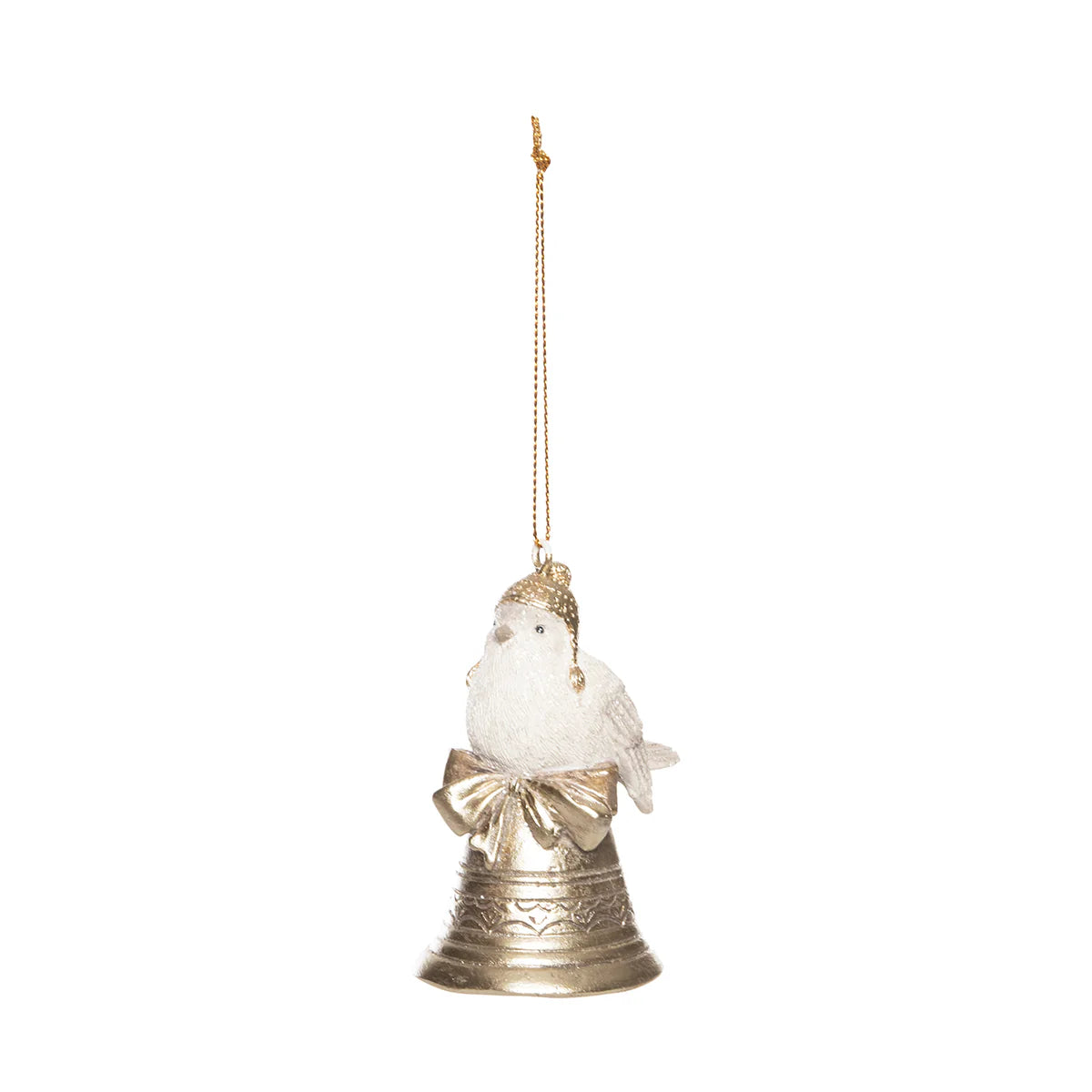 Champagne and White Bird Bell Ornament