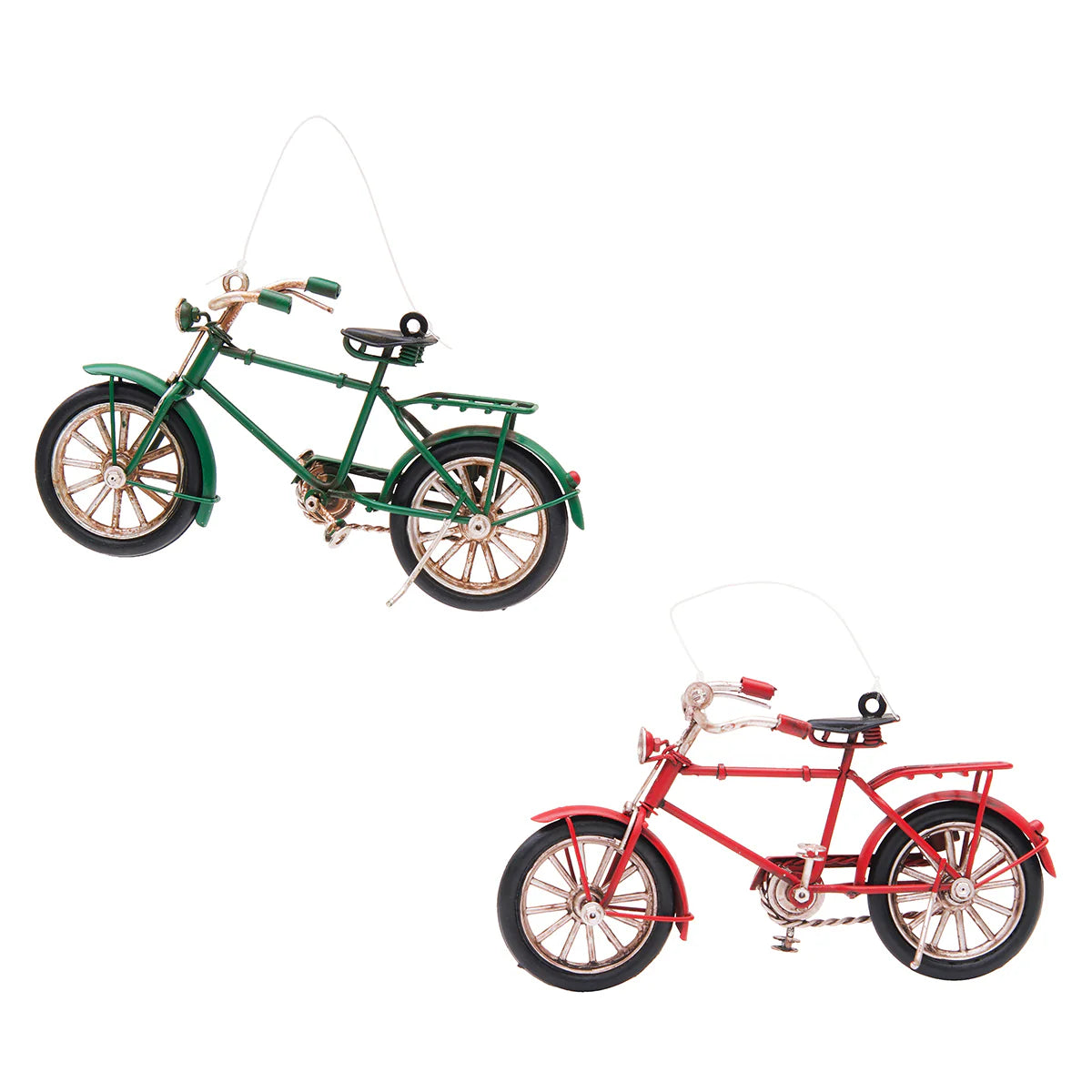 Metal Bike Ornament - (Single) Green or Red