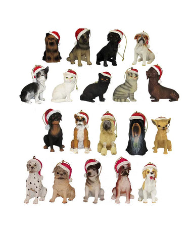 KA Cat/Dog with Santa Hat Ornament - Single, Various Styles