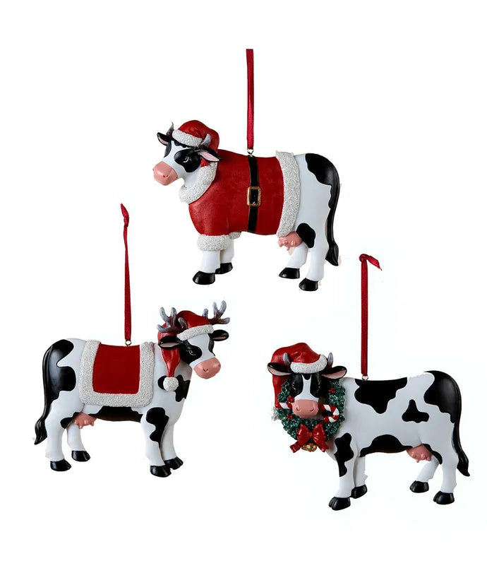 Santa Cow Ornament - Single, Various Styles