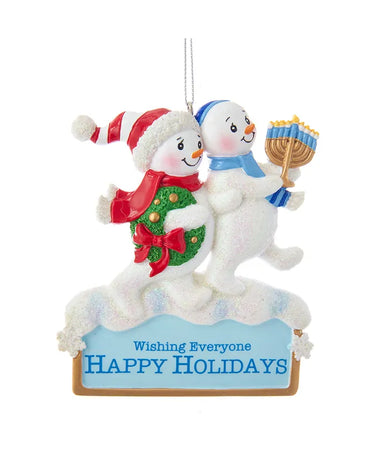 Hanukkah and Christmas Snowmen Ornament