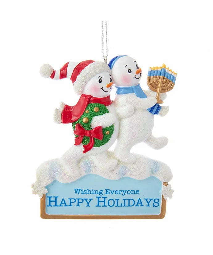 Hanukkah and Christmas Snowmen Ornament