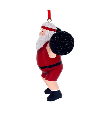Weight Lifter Santa Ornament