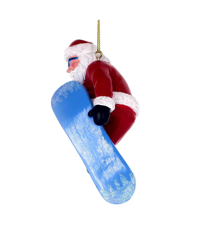 Snowboarding Santa Ornament