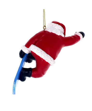 Snowboarding Santa Ornament