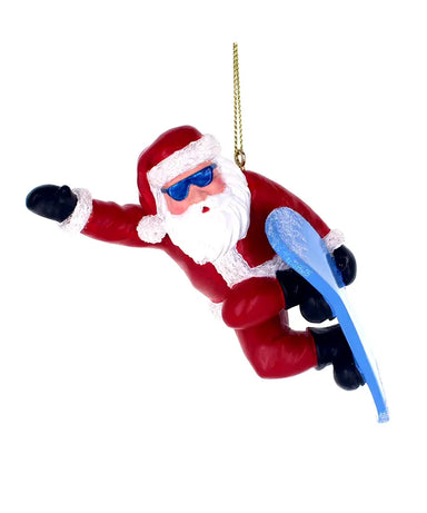 Snowboarding Santa Ornament