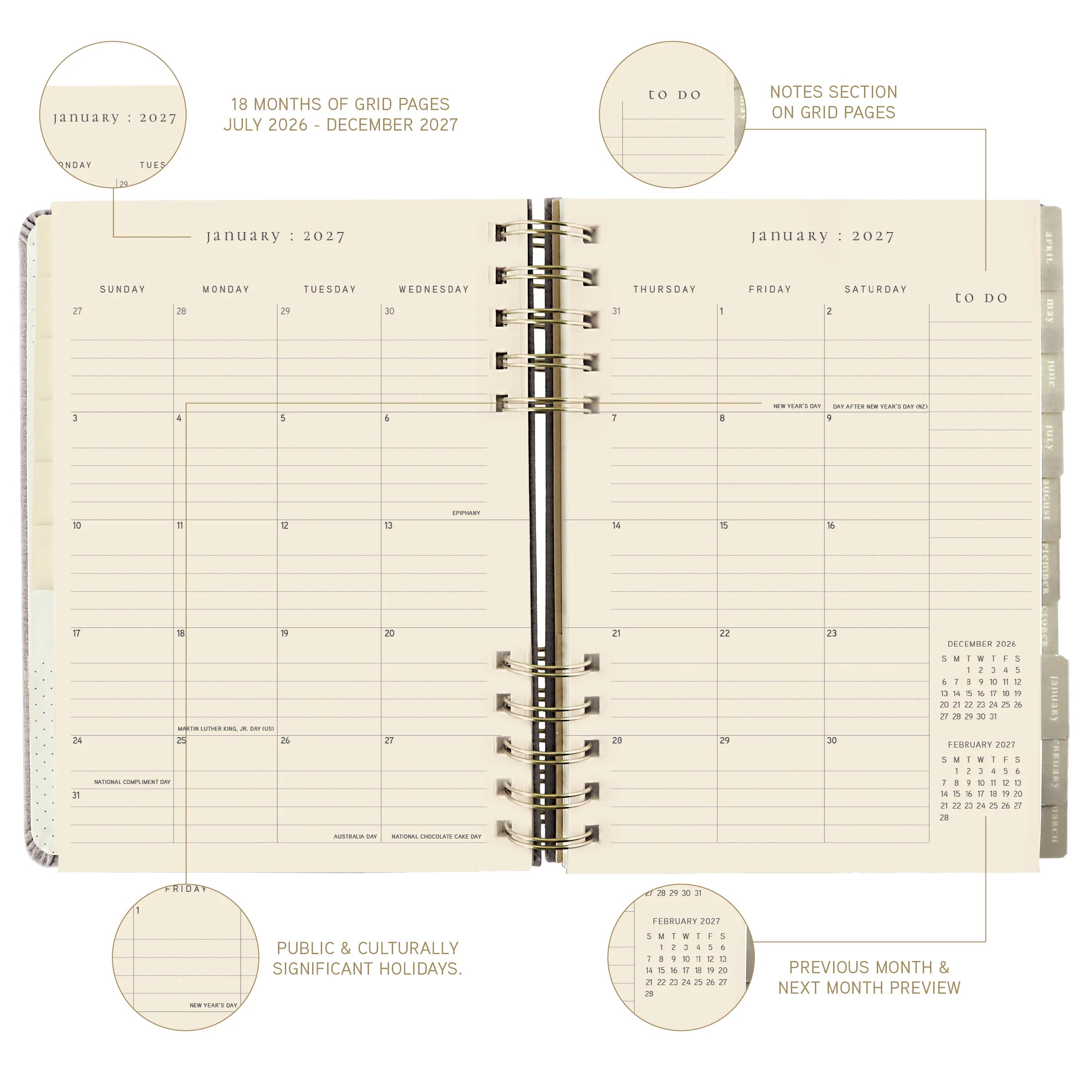 GRPH Chambray 2027 Fabric-Bound Engagement Calendar
