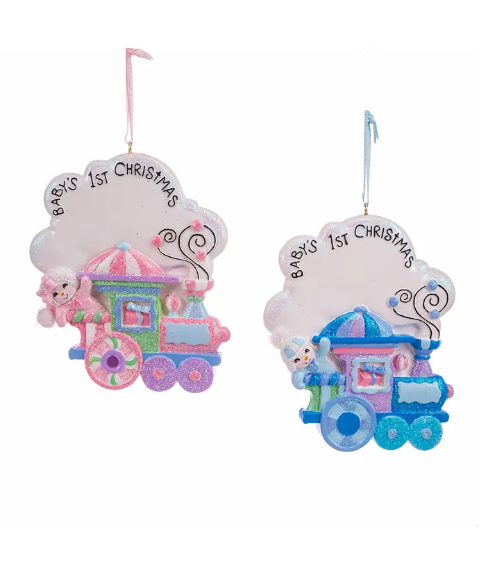 Baby's First Christmas Snowkid on Train Ornament - Single, Various Styles