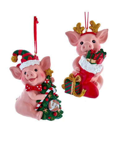 Christmas Pig Ornament - Single, Various Styles