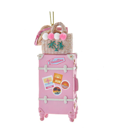 Pink Luggage With Bag Ornament