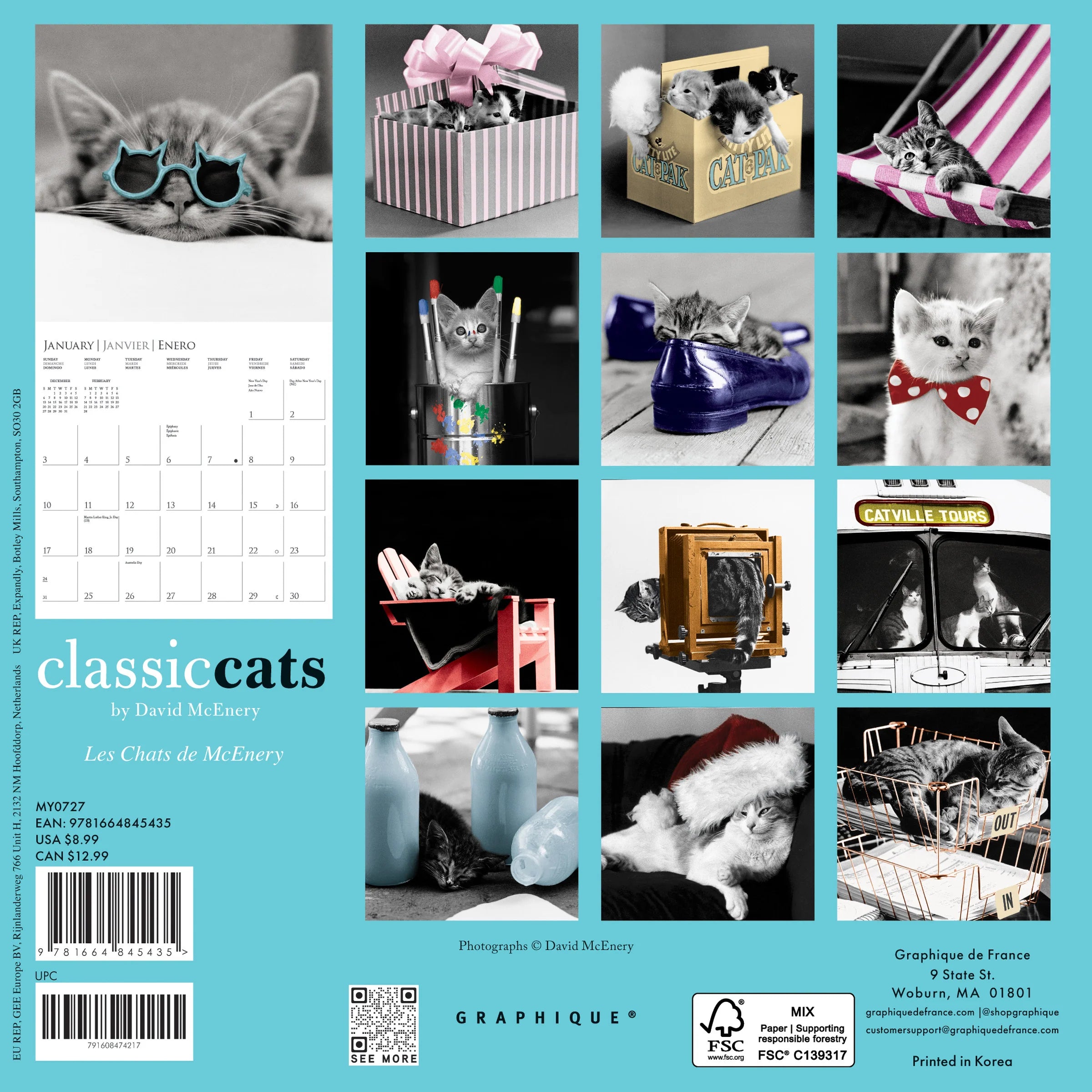 GRPH Classic Cats 2027 Mini Wall Calendar