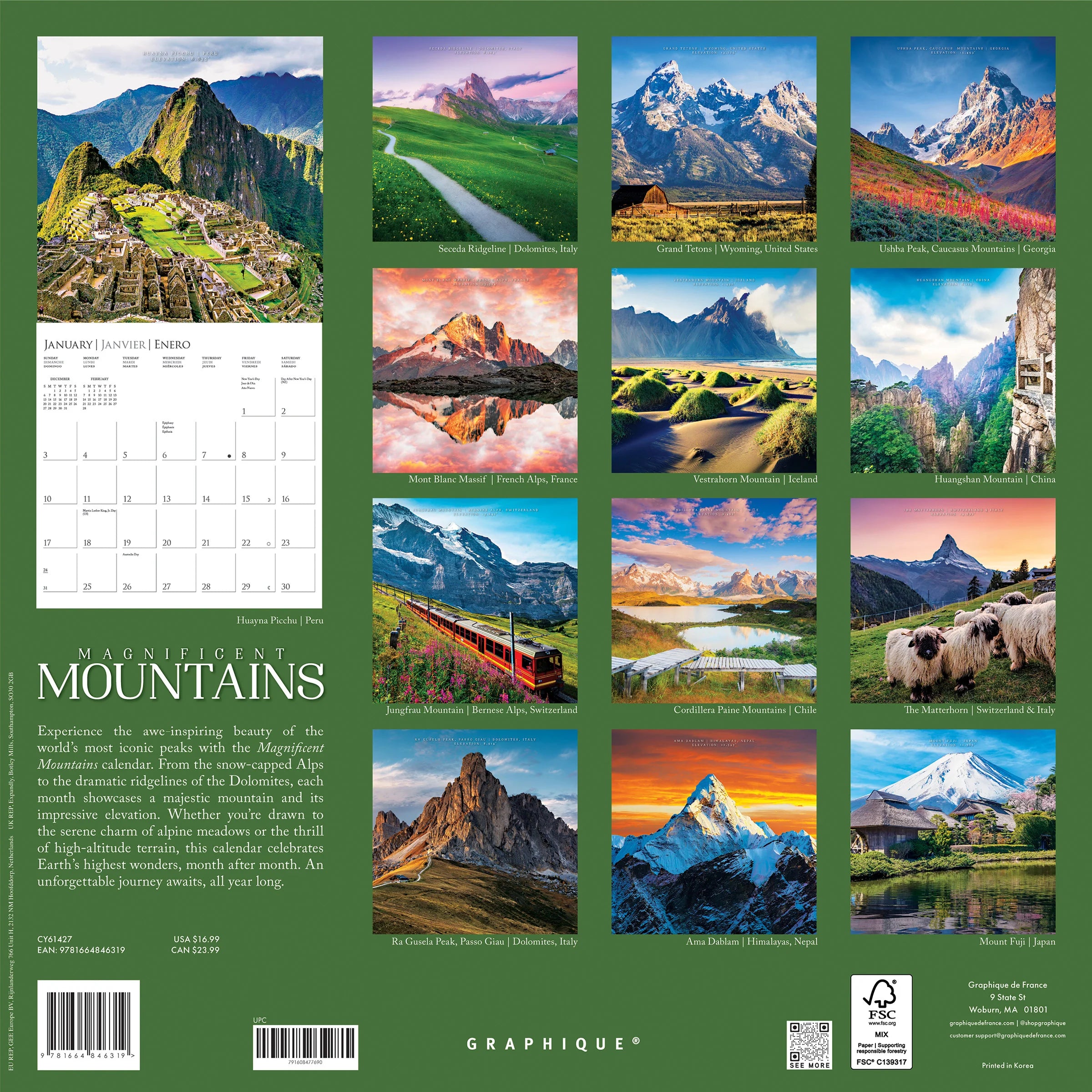 GRPH Magnificent Mountains 2027 Wall Calendar