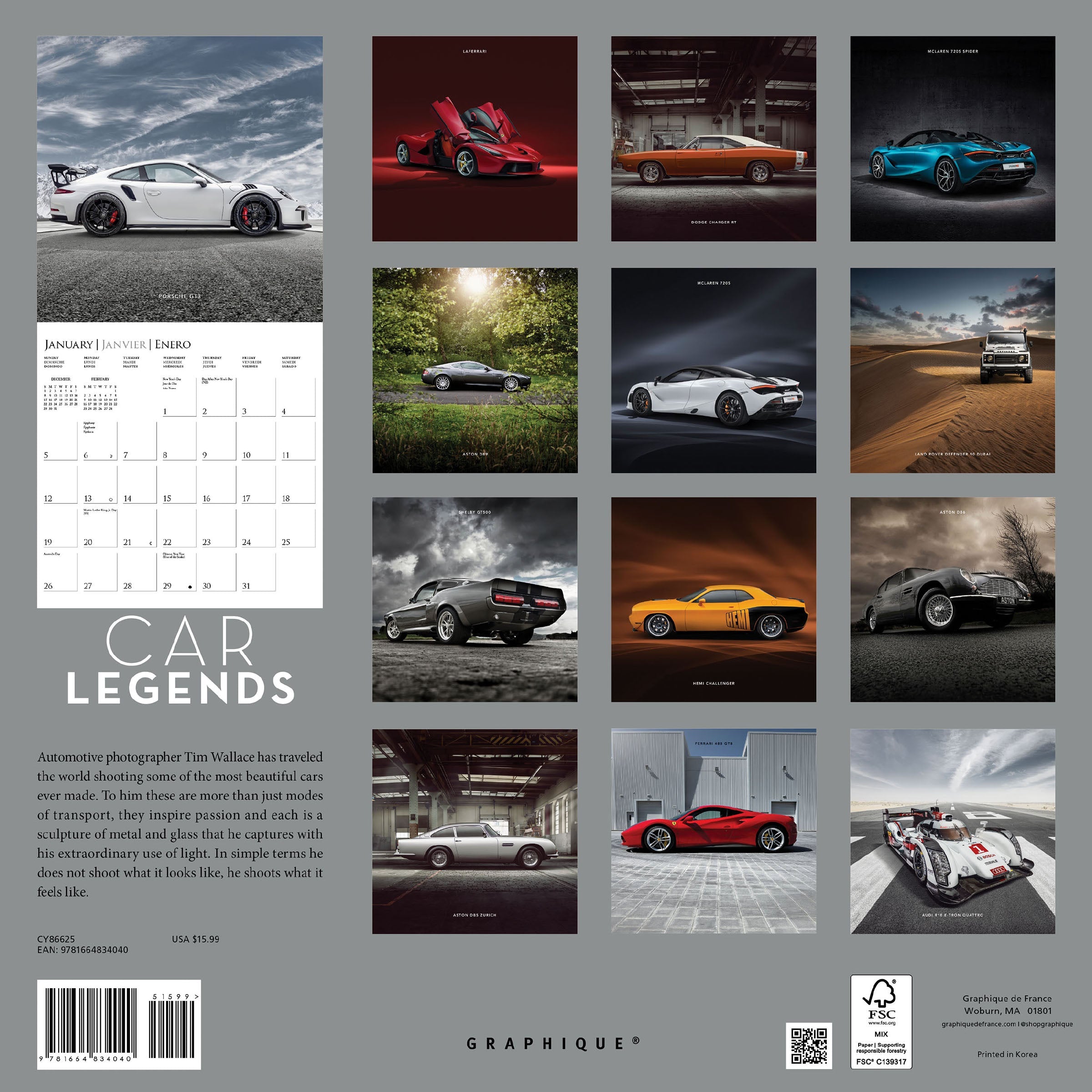 Car Legends 2025 Wall Calendar    