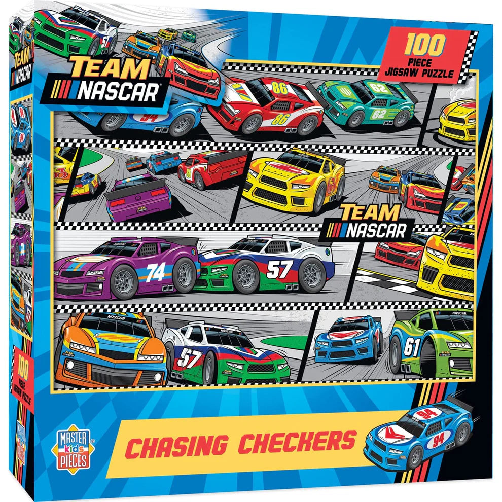 Team NASCAR Chasing Checkers 100 Piece Puzzle