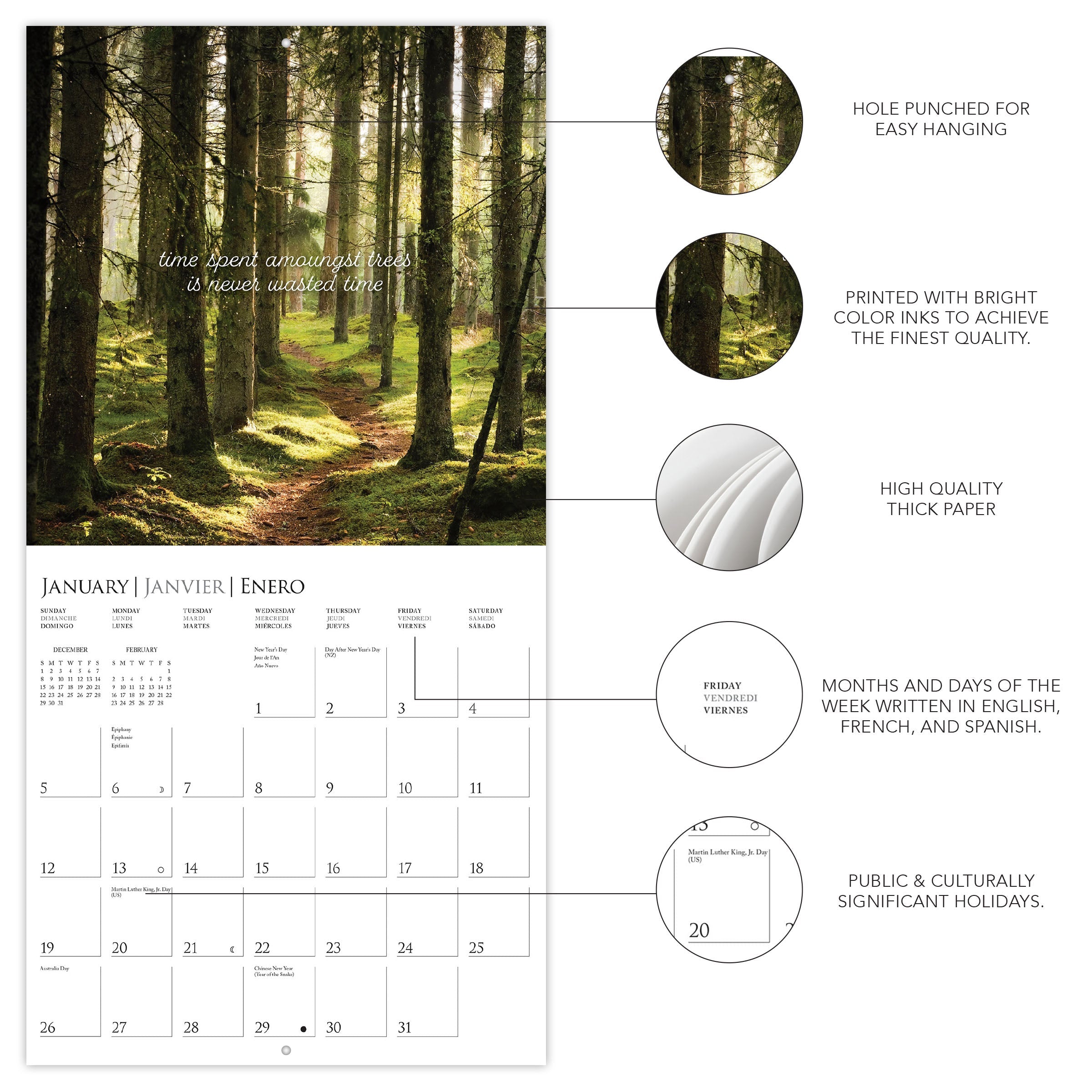 In To The Woods - Quotes for The Natural Soul 2025 Wall Calendar    