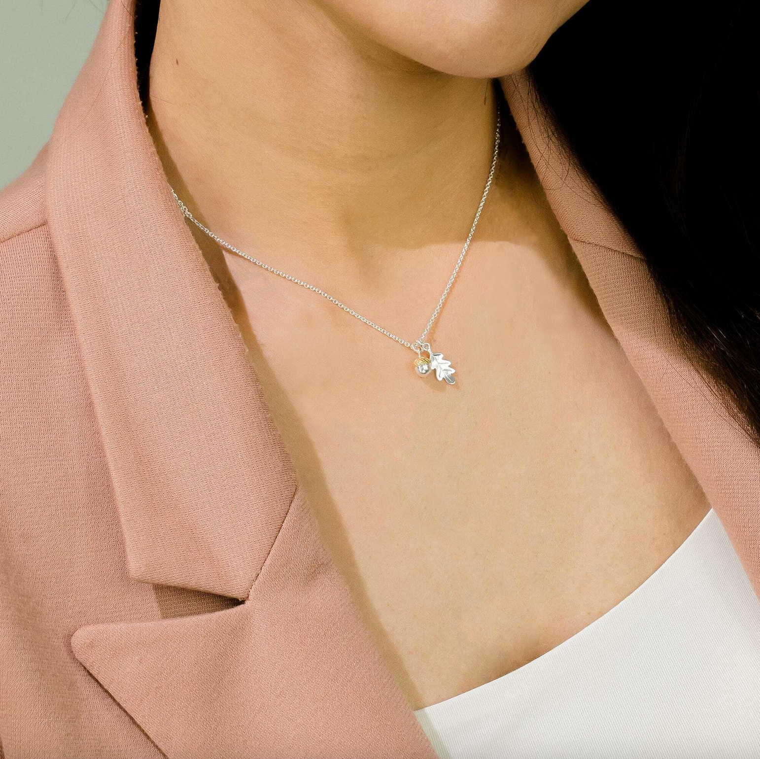 Boma Sterling Silver and Gold Acorn Necklace