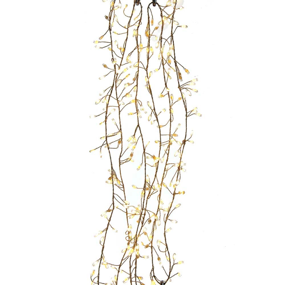 Warm White Superbright Twinkle LED Silver Wire Cluster Garland