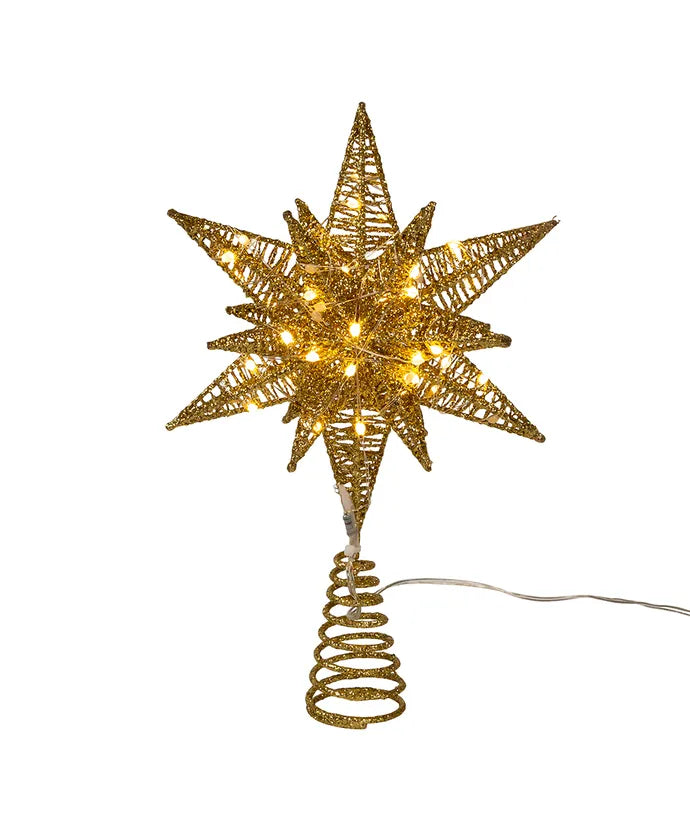 Gold Starburst 11" Tree Topper with 60 LED Lights
