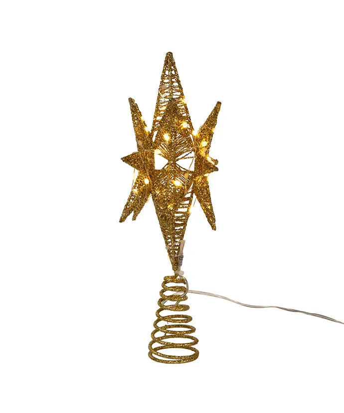 Gold Starburst 11" Tree Topper with 60 LED Lights