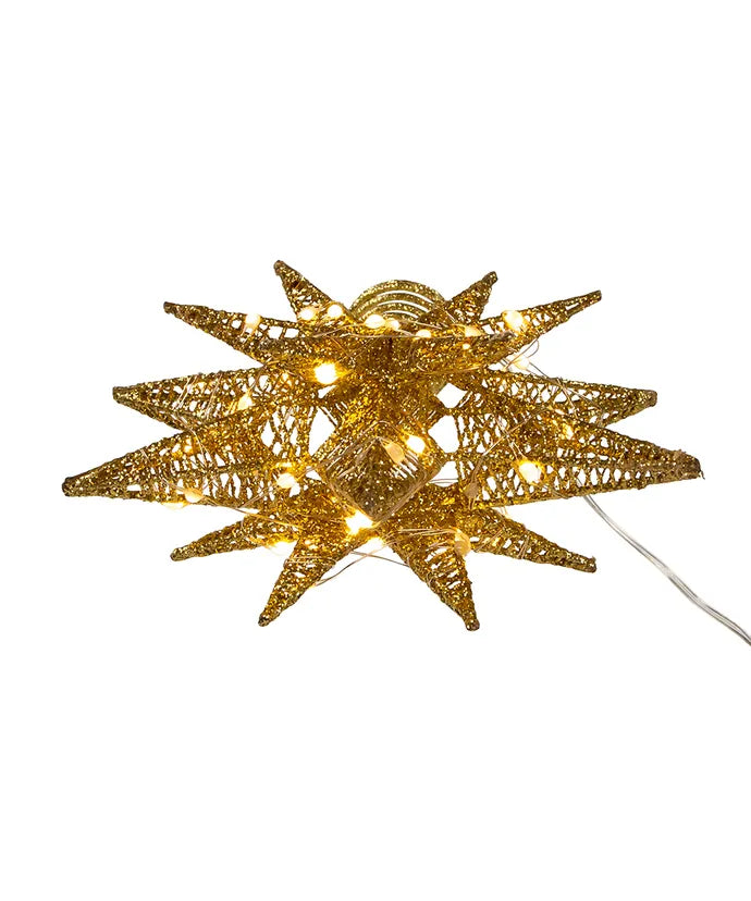 Gold Starburst 11" Tree Topper with 60 LED Lights