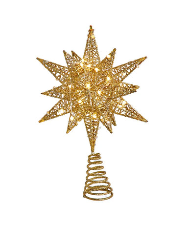 Gold Starburst 11" Tree Topper with 60 LED Lights