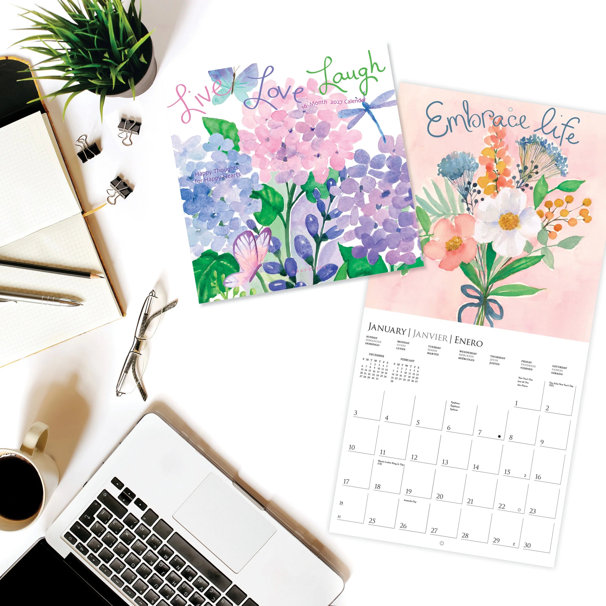 GRPH Live, Love, Laugh 2027 Mini Wall Calendar