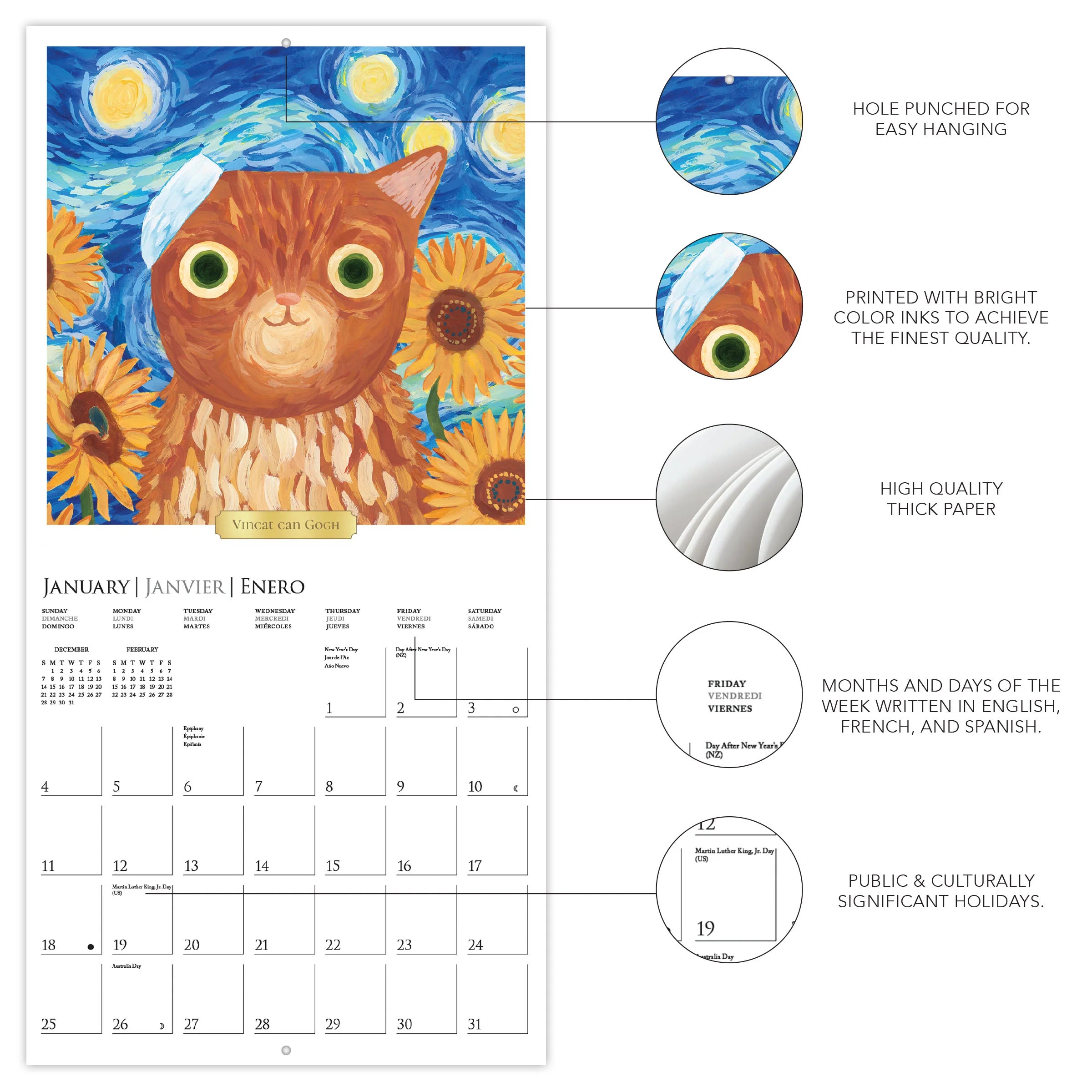 Artsy Cats 2026 Wall Calendar