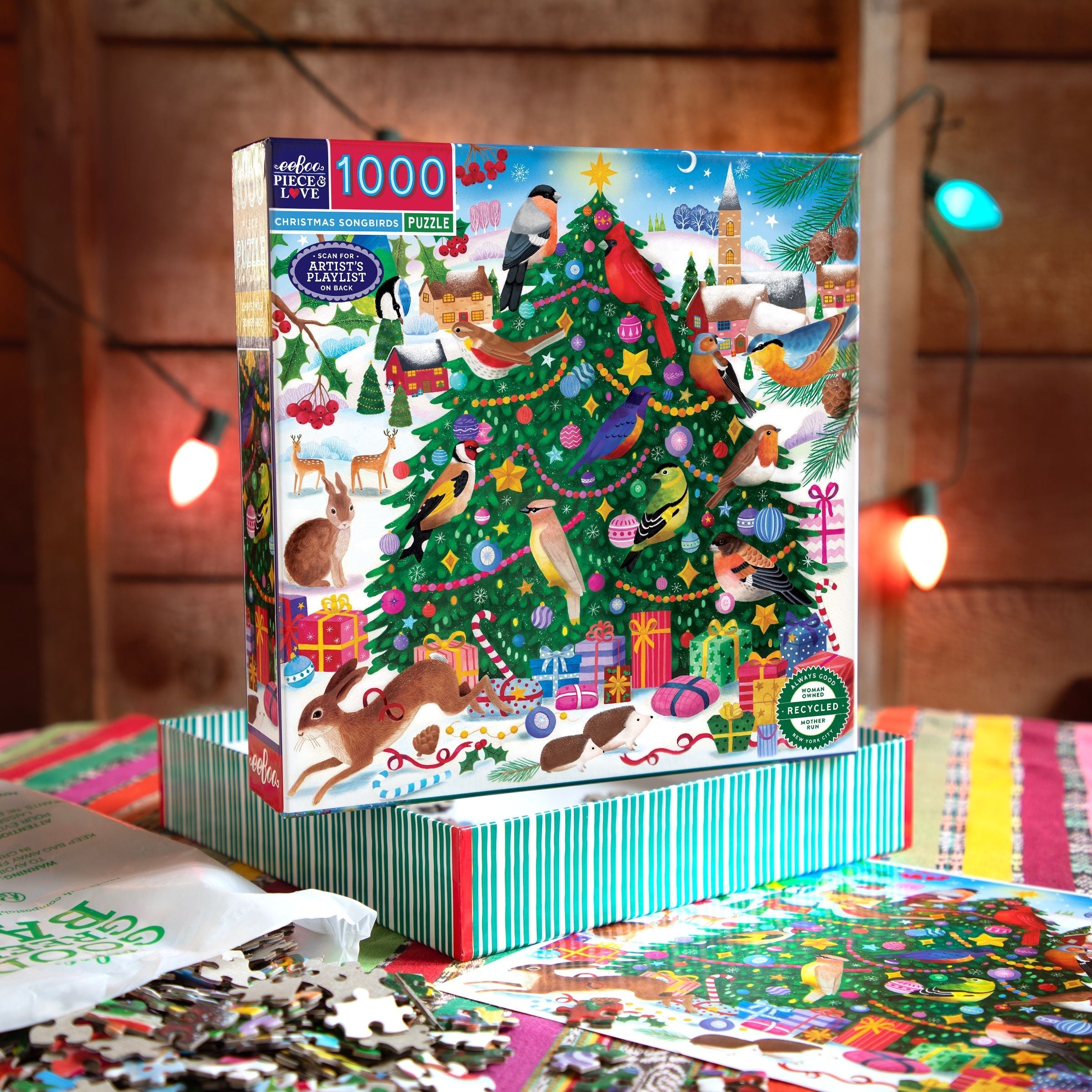 eeBoo Christmas Songbirds 1000 Piece Puzzle