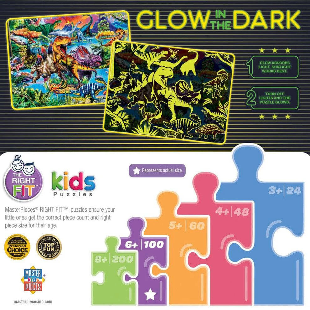 King of The Dinos Glow In The Dark 100 Piece Puzzle