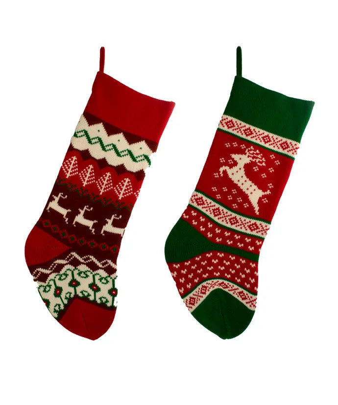 Knit Reindeer Stocking: (Single) Various Styles