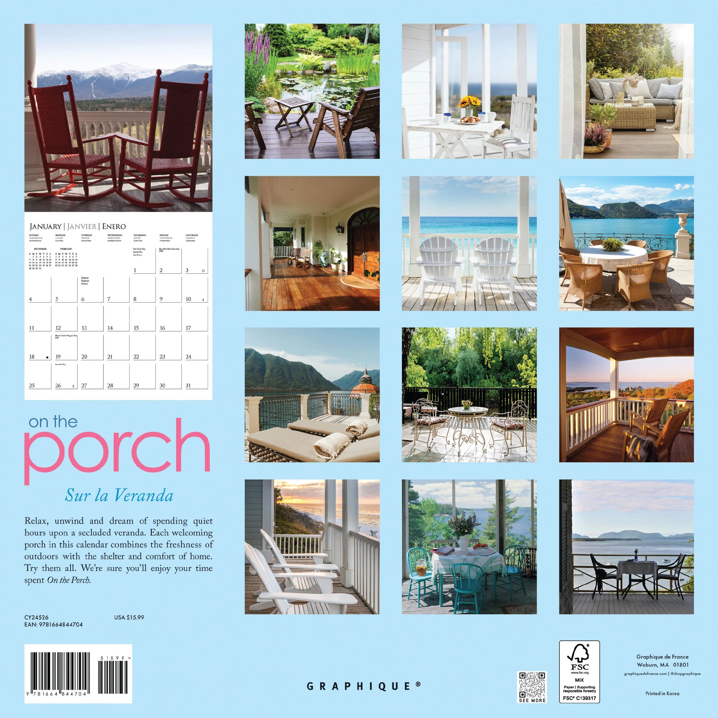 On The Porch 2026 Wall Calendar